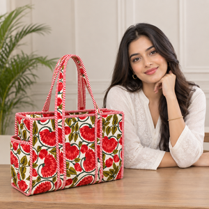 Sac fourre-tout en toile à imprimé floral, forme carrée, style décontracté, couleurs mélangées, cadeau promotionnel, technique de couture artisanale, fermeture à glissière - Product Image 3
