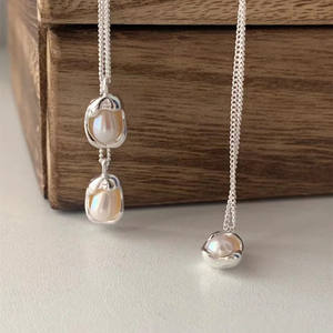 Collar con Colgante de Perlas de Agua Dulce Doradas de Diseño Coreano, Ligero y de Lujo, para Mujer, Collar Compacto y Moderno - Product Image 4