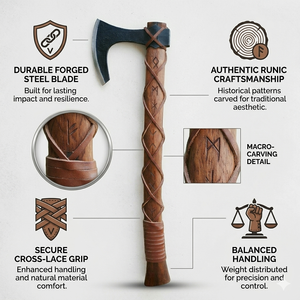 MS Enterprises Hache à fendre à double lame à dos plat en acier à haute teneur en carbone de qualité DIY, manche en bois de rose gravé à la main, 12 pouces, OEM - Product Image 4