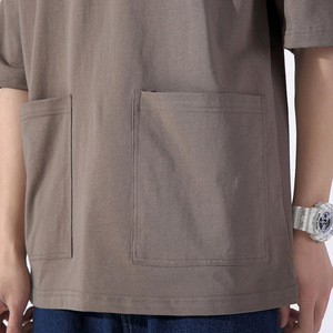 เสื้อยืดคอตตอน 100% หนานุ่ม ทรงหลวม มีกระเป๋า ไหล่ตก รับสกรีนโลโก้ เสื้อยืดโอเวอร์ไซส์ ผู้ชาย ขายส่ง - Product Image 1