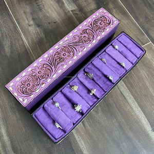 Boîte de rangement pour boucles d'oreilles, présentoir pour bijoux de luxe, portable, usiné à la main, présentoir pour bagues, vitrine - Product Image 5