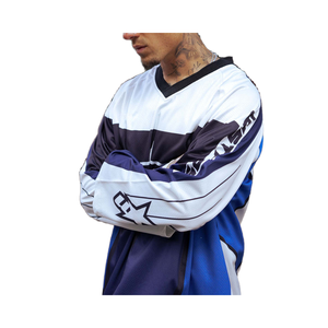 เสื้อเจอร์ซีย์สตรีทแวร์สีกรมท่าและสีขาวขนาดใหญ่ใส่ได้ทั้งชายและหญิงสวมใส่สบายมีสไตล์ - Product Image 3