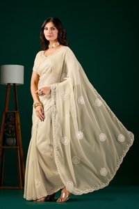 Vexotrend Indian Designer Women's <b>Satin</b> Chiffon <b>Saree</b> Beautiful Patola Design Traditional Style Wedding Diwali Party Wear - Product Image 2