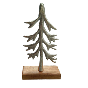 Ornement de table contemporain Sculpture en métal de renne de Noël avec base en bois Ornements de décoration de chambre esthétique moderne - Product Image 4