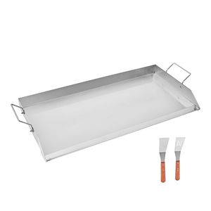 Piastra Rettangolare Universale 32x16 Pollici in Acciaio Inox per Griglia a Gas, Piastra Portatile per BBQ Teppanyaki - Product Image 3