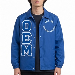 Custom Eco-Friendly <b>Vintage</b> Fraternity Varsity Jacket Blue <b>Windbreaker</b> Greek Letter Embroidered Logo Button Front Sorority - Product Image 3