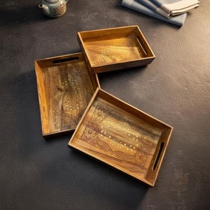 Multipurpose Wooden Serving Tray for <b>Home</b> Hotel and Cafe Decorative Trays - Product Image 2