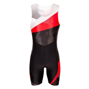 Maillot de lutte ajusté pour homme, color-block blanc et rouge, en Spandex et Nylon extensibles, vêtement de sport, impression numérique par sublimation personnalisée, taille S - Product Image 4