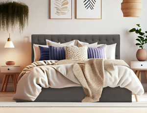 Modern Upholstered <b>Bed</b> Frame <b>Queen</b> <b>Size</b> Soft <b>Bed</b> with Tufted Headboard and Fabric Upholstery Minimalist Design - Product Image 1