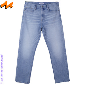 Jeans de Mezclilla para Hombre MASTER TEXTILE, Corte Clásico Recto Medio, Lavado Claro, Transpirables, Ecológicos, Cinco Bolsillos, Lavado a la Piedra - Product Image 1