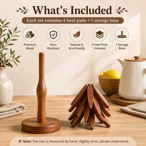 Wooden Shape <b>Trivet</b> Set Star Design Non Slip <b>Kitchen</b> Heat Resistant Mat Modern Style Table Decoration 20cm Diameter Handmade - Product Image 4