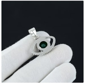 Wholesale Natural Emerald Pendant 925 Sterling Silver Handmade Gemstone Luxury <b>Necklace</b> <b>Chains</b> Unisex Fine Jewelry Micro Insert - Product Image 4