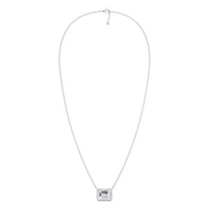 จี้สร้อยคอทรงเอเมอรัลด์คัทแบบเบเซลโซลิแทร์ - Product Image 4