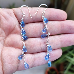 ต่างหูทรงหยดน้ำบลูโทแพซ เงินแท้ 925 ทำมือ เครื่องประดับแทนคำมั่นสัญญาสำหรับผู้หญิง ของขวัญ ตัวเรือนแบบฝังขอบ ประดับเพชรเดือนธันวาคม - Product Image 6