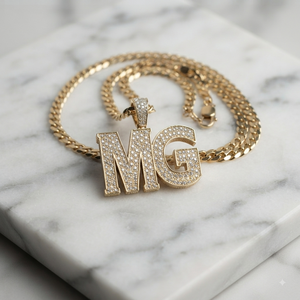 Trendy 925 <b>Silver</b> Gold-Plated Lab Grown Diamond iced <b>Initial</b> Block Letter Name Hip-hop Style Custom Fine Pendant <b>Necklace</b> Charms - Product Image 2