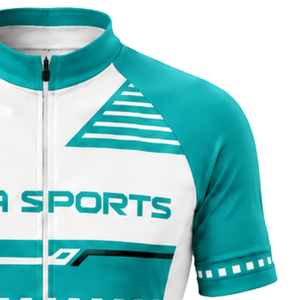 Maillot de Ciclismo Blanco Turquesa de Manga Corta con Cierre Completo, Camiseta Ligera para Ciclismo al Aire Libre, Ropa Deportiva - Product Image 3