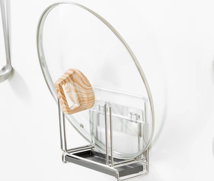 Soporte de pared para tapas de ollas y tablas de cortar de acero inoxidable 304, organizador de alta resistencia con capacidad de 10 kg. - Product Image 2