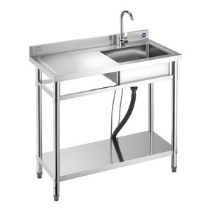 Lavello Commerciale Monoblocco Autoportante in Acciaio Inossidabile per Cucina, Design Stile Rustico 39.4 X 19.7 X 37 Pollici - Product Image 5