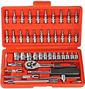 Juego de 46 Piezas de Llaves de Tubo con Trinquete, Juego de Herramientas para Reparación de Automóviles, Motocicletas, Mecánica - Product Image 3