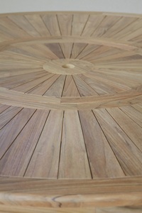 Teak Solid Wood Round Dining Table with Turntable Outdoor 8-Person Capacity - Product Image 3