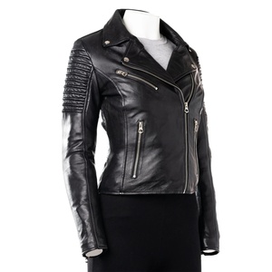 Ladies Premium Leather Crop <b>Jacket</b> <b>Short</b> Stylish Biker Style Coat Modern Slim Fit Winter Fashion Outerwear for Women - Product Image 5