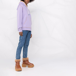 Sudadera con Capucha de Forro Polar para Mujer, Diseño de Bloques de Color con Logotipo Frontal, con Cordón Ajustable, Transpirable, para Invierno, OEM ODM de Alta Calidad - Product Image 3