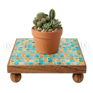 Base Decorativa Cuadrada de Nácar Vietnamita de Alta Calidad, Pedestal para Macetas y Elevador de Encimera de Tocador - Product Image 2