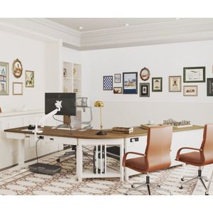 Scrivania ad Angolo Bianca e in Legno con Ripiani Portaoggetti, Tavolino Laterale a Forma di Ventaglio per Ufficio Domestico, Tavoli Console per Spazi Ristretti - Product Image 2