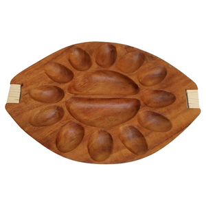 Bandeja de madera para servir huevos con divisores para huevos rellenos, bandeja organizadora para huevos cocidos para uso en mesa - Product Image 1
