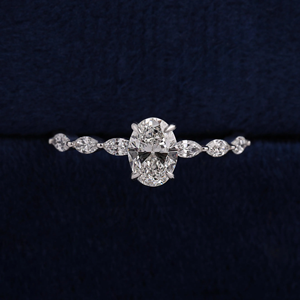 Women's Oval Cut Diamond Engagement Ring White Gold Prong Setting Classic Style - Product Image 1