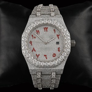 Nouvelle montre de luxe en moissanite au design tendance pour couples, ensemble de montres-bracelets assorties avec montre hip-hop personnalisée brillante - Product Image 1