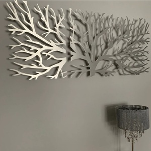Décoration murale élégante en métal corail blanc, forme irrégulière, faite à la main, grande taille 33-40 pouces, décoration intérieure - Product Image 1