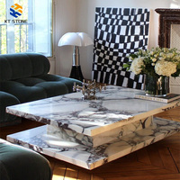 Table basse en marbre KT STONE, table centrale de luxe en pierre pour villa, hôtel, mobilier haut de gamme, vente directe d'usine