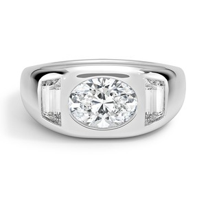 Bague pour homme en diamant de laboratoire de qualité supérieure, or blanc 18 carats, style baguette - Product Image 1