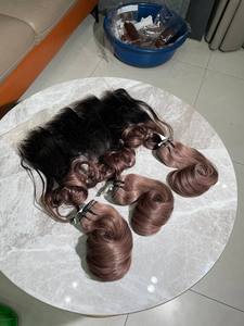 ผมต่อแบบ Egg Curly Bundles พร้อมผมด้านหน้า 13x4 สีม่วงออมเบร ผมแท้ 100% - Product Image 2