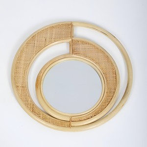 <b>Cheap</b> price from factory woven rattan <b>frame</b> wall mirrors large round hanging mirror high quality - Product Image 1