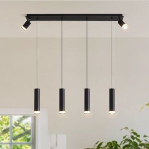 Lampadario a sospensione Angelina a 6 luci nero opaco per isola cucina, lampada a sospensione elegante (lampadina non inclusa) - Product Image 5
