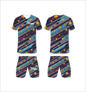 Conjunto de Camiseta de Fútbol Sublimada para Hombre, Cuello en V, Manga Corta, Secado Rápido, Diseño a Rayas, Ropa Deportiva para Todas las Temporadas - Product Image 1