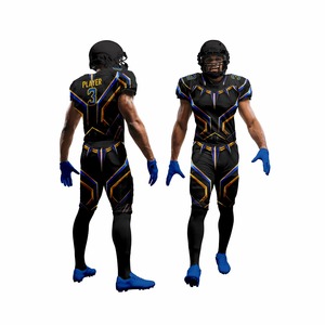 Custom Sublimation American Football Uniform Set Jersey Pants Compression <b>Gloves</b> Package Deal OEM ODM Low MOQ Short Sleeve UPF - Product Image 5