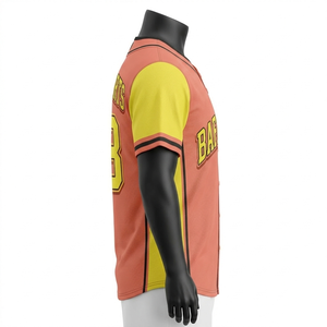 T-shirt 100% coton pour homme, coupe ample, imprimé, style baseball, 190 GSM, polyester respirant, logo orange jaune - Product Image 3