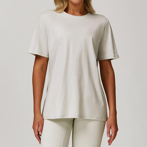 Custom Drop Shoulder T-Shirt Women Streetwear Cotton <b>Dress</b> Plain Women's T-Shirts Long for <b>Loose</b> Oversized Tshirt Women - Product Image 5