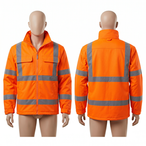 เสื้อแจ็คเก็ตทำงานสีส้มพรีเมียม 320 GSM ผ้าโพลีคอตตอน พร้อมแถบสะท้อนแสง ปักโลโก้แบบสั่งทำพิเศษ พิมพ์ลายปัก - Product Image 2