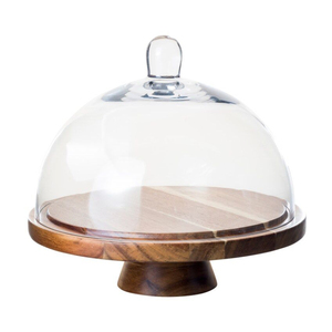 Support à gâteau rond en bois de style nouveau avec couvercle en verre, réutilisable, pour présentation de desserts, boulangerie, événements à domicile - Product Image 5