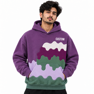 Sweat-shirts à capuche Drip Panel très demandés, en molleton de coton personnalisé, à épaules tombantes, style streetwear, avec design appliqué tendance, ODM, marque privée - Product Image 1