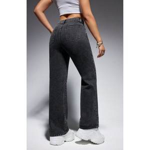 กางเกงยีนส์เดนิมสีเทาเอวสูงทรงหลวมสำหรับผู้หญิง ดีไซน์หรูหราทันสมัย ทรงสบาย ยืดหยุ่น นุ่ม ใส่สบาย เป็นมิตรต่อสิ่งแวดล้อม ทนทาน แฟชั่น ไซส์ 26 - Product Image 5