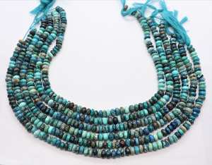 Cuentas de crisocola natural lisas en forma de rondel de 7-7.5 mm, cuentas de rondel de crisocola para la fabricación de joyería, cuentas de crisocola al por mayor. - Product Image 3