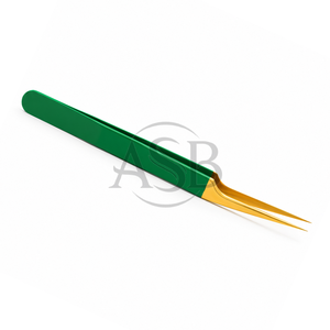 Pinza para Pestañas Profesional de Acero Inoxidable Recta, Color Verde Dorado, con Logotipo Personalizado, Instrumento de Belleza Clásico - Product Image 5