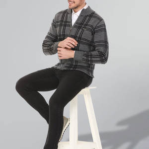 Suéter de punto grueso informal para hombre, con cremallera y cuello alto, 100% lana/forro polar, color liso, transpirable, estilo streetwear, venta al por mayor - Product Image 4