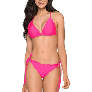 Summer New Arrival Frilled Women Bikini Sets Bright Geometric Printed Two Piece Swimwear Padded Triangle Bathing Suit - Product Image 2