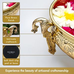 Cuenco Urli de Latón para Decoración de Mesa Central, Urli Dorado con Flores para Decoración del Hogar, Diwali, Navratri, Durga Puja, Pooja - Product Image 6